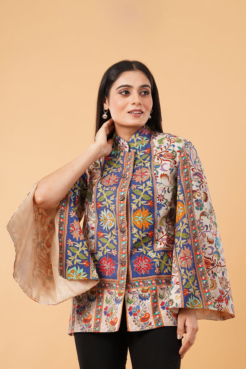 Kalamkari with zari maple cape