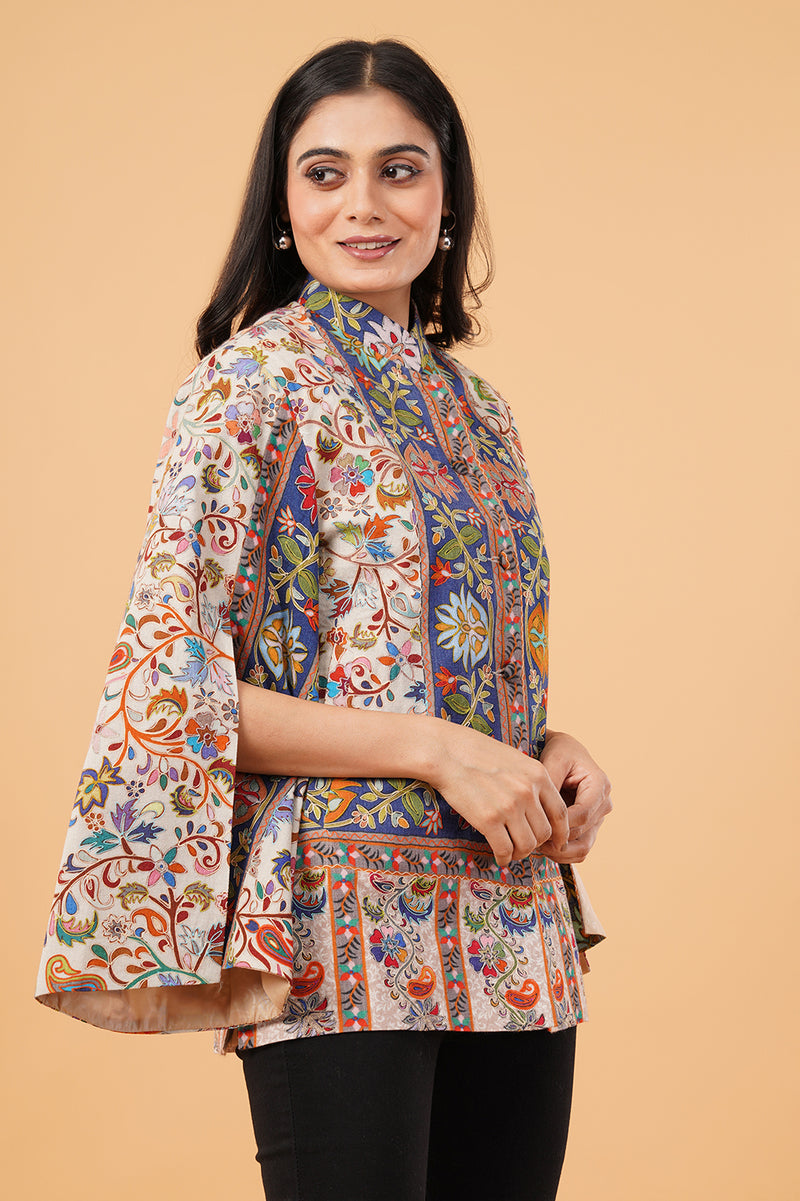 Kalamkari with zari maple cape