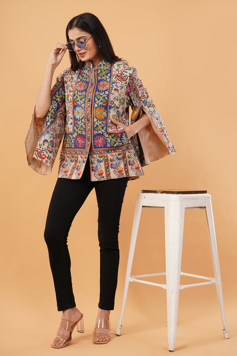 Kalamkari with zari maple cape