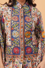 Kalamkari with zari maple cape