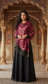 Ikat zari reversible stole