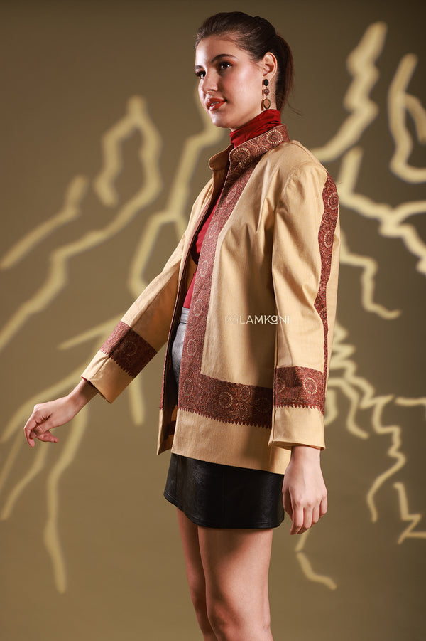 Art silk embroidered border jacket