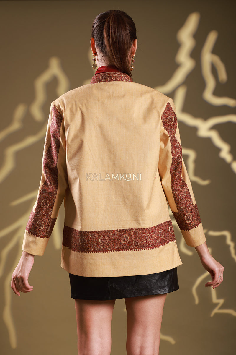 Art silk embroidered border jacket