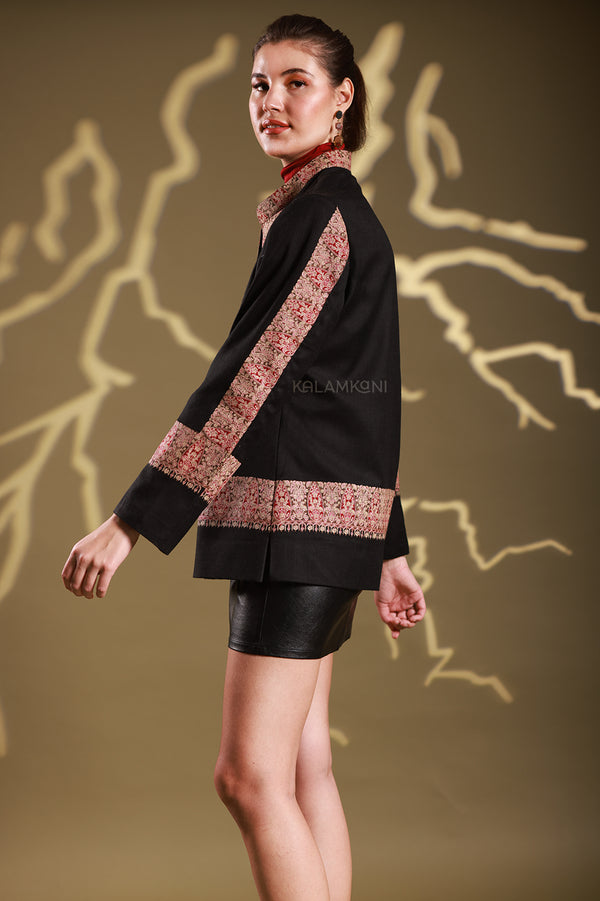 Art silk embroidered border jacket