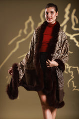 Brown Nalki embroidery with 100% Faux Fur