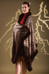 Brown Nalki embroidery with 100% Faux Fur