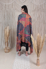 Multi-color woven floral shawl