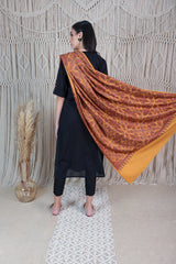 Pashmina wool shawl with art silk embroidery