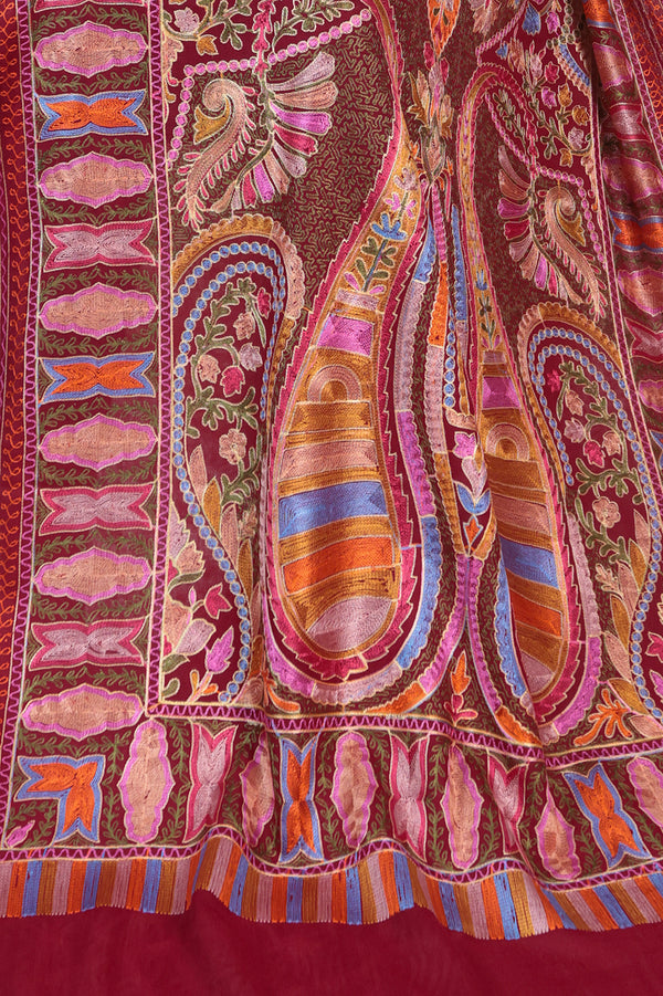 Maroon heavy nalki multi-color embroidey