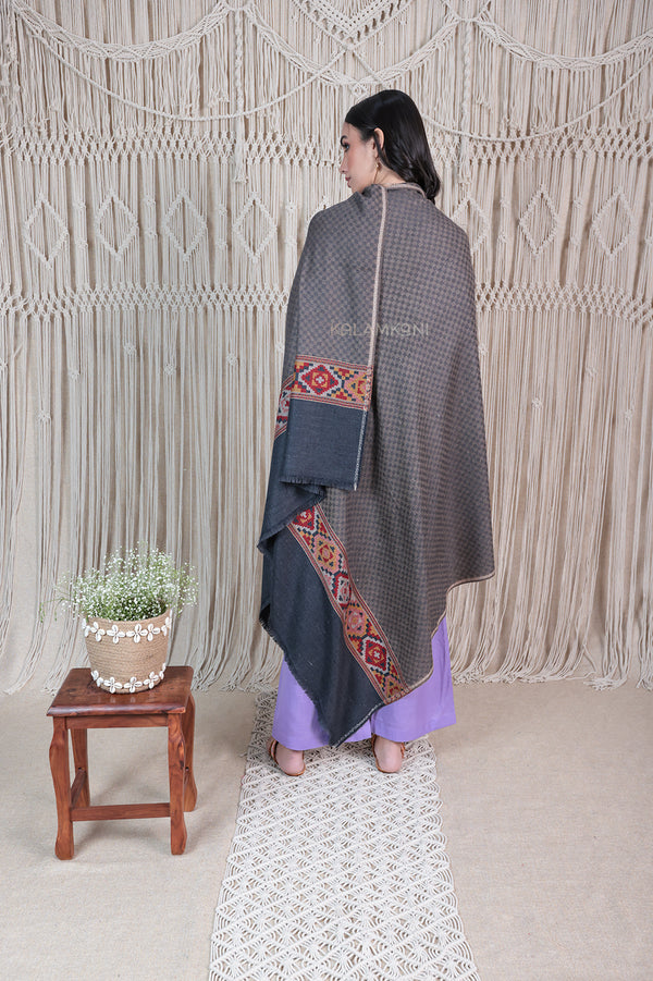 Ikat design border shawl