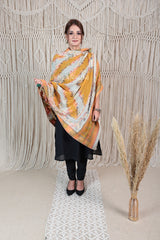 Designer multi-color woven shawl with zari