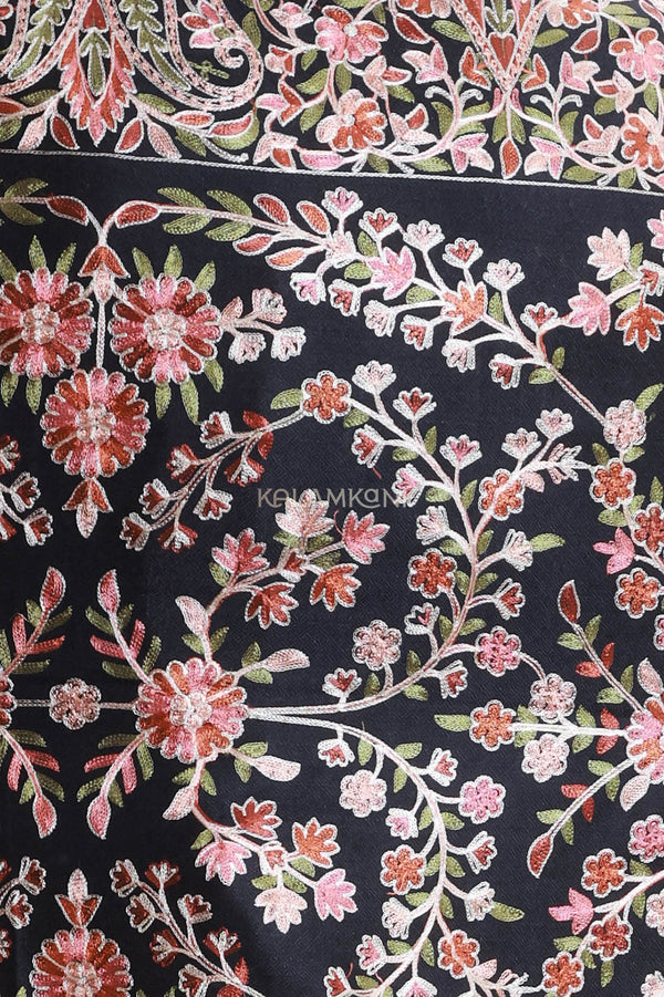Black heavy nalki multi-color embroidery