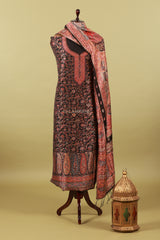 Silk suit with french paisley border and heavy dupatta