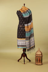 Silk suit with stripes dupatta