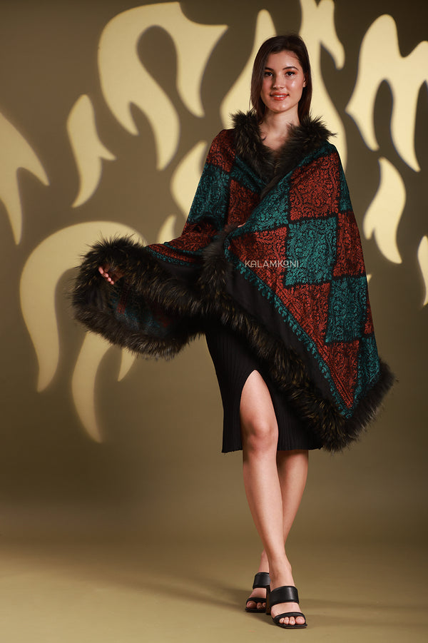 Nalki embroidery with 100% Faux Fur
