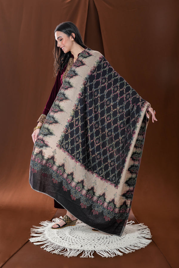 Designer multi-color woven shawl with zari