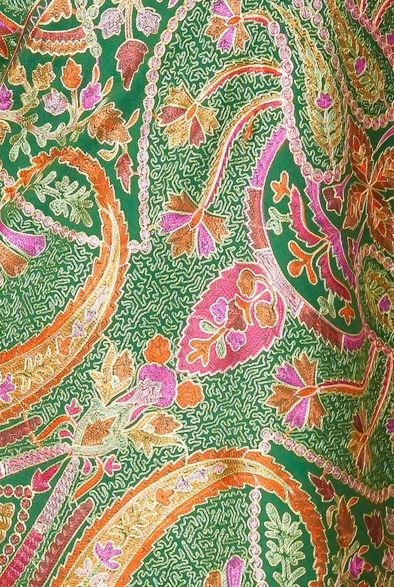 Parrot Green heavy nalki multi-color embroidey