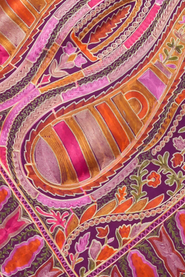 Purple heavy nalki multi-color embroidey