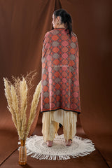Pashmina wool shawl with art silk embroidery
